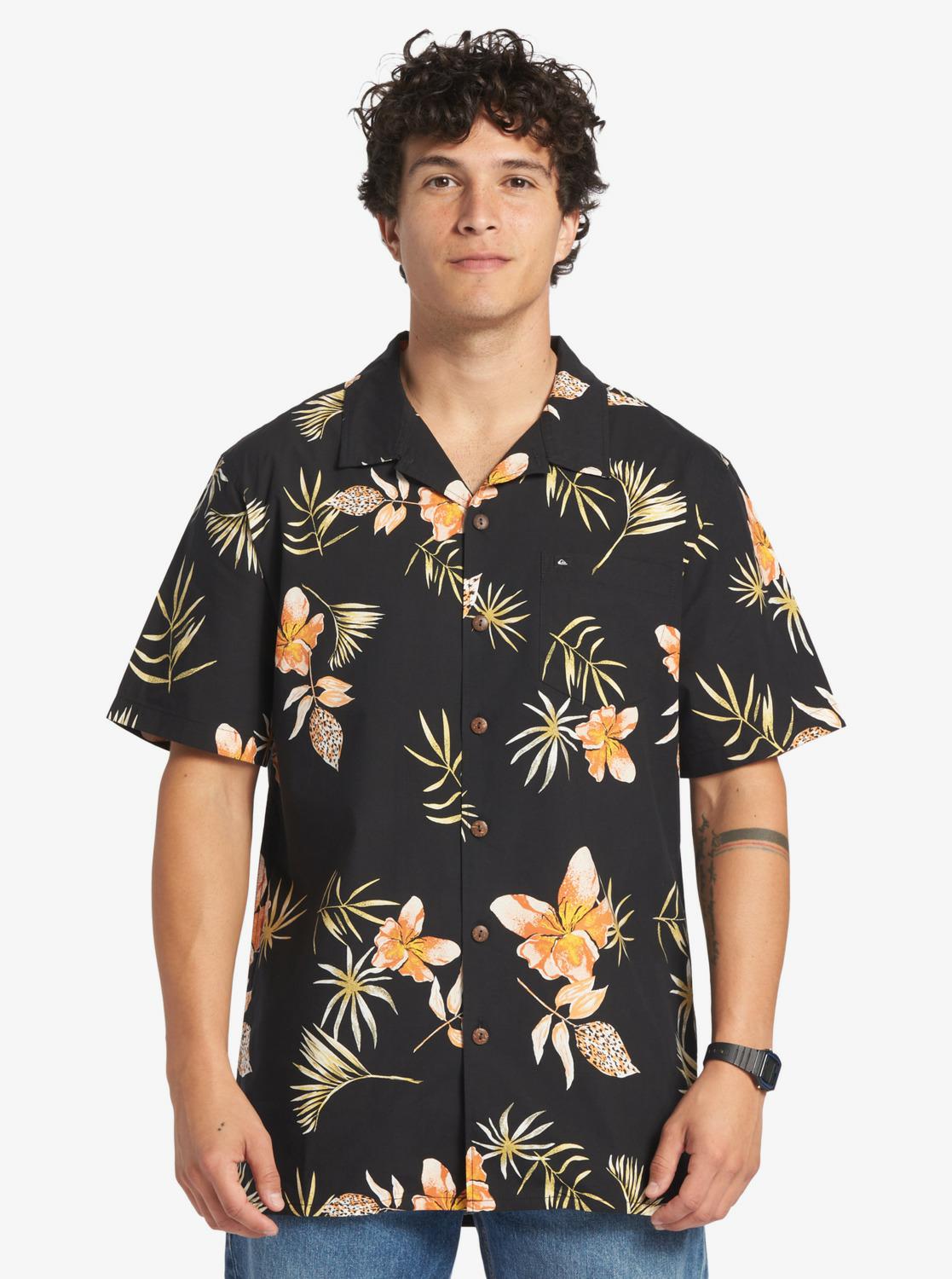 XAVI CART #4435 Quiksilver Mens Tropical Floral Short Sleeve Shirt