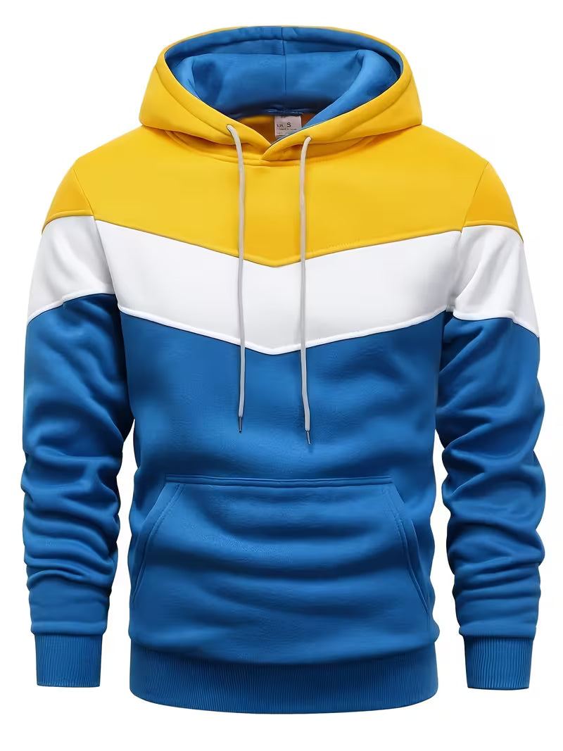 XAVI CART #4440 Color Block Print Hoodie, Cool Hoodies For Men,