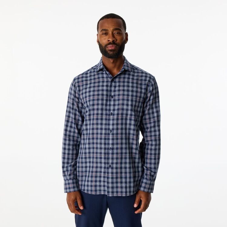 XAVI CART #4433 Lanyon Men's Long Sleeve Check Shirt Navy